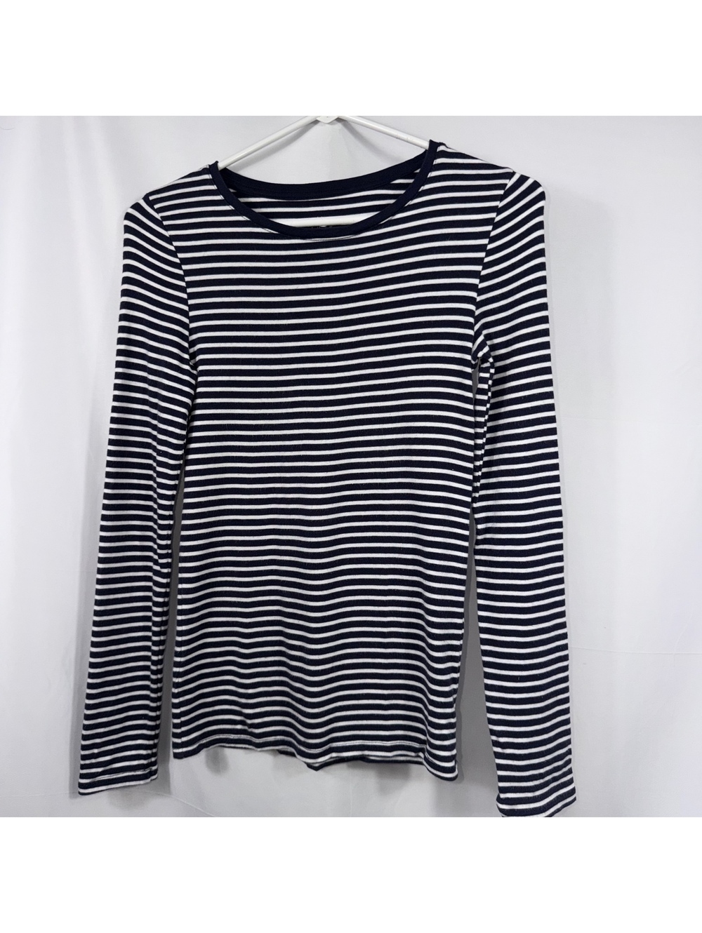 A New Day XS Navy White Striped Long Sleeve Top